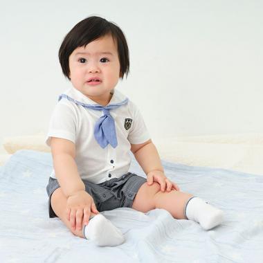 【KISETTE】半袖セーラーショートオール【日本製】