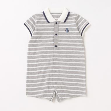 【KISETTE】半袖ポロ衿ショートオール【日本製】