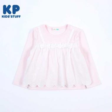 うさぎ柄レースのドッキング長袖Tシャツ(80～90)