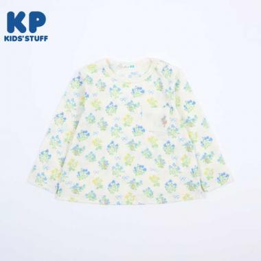 うさぎの花×リボン柄長袖Tシャツ(80～90)