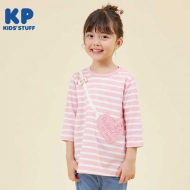 ハートポシェットの７分袖チュニック(100～130)