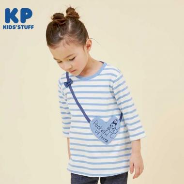 ハートポシェットの７分袖チュニック(100～130)