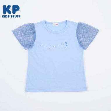 スズラン刺しゅうとパールのロゴ半袖Tシャツ(110～130)