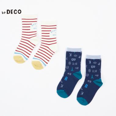 ボーダーとロゴ柄のソックス２足セット(11～23)