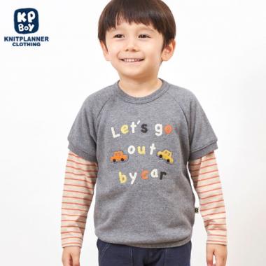 KPBOY 車モチーフの裏毛トレーナー(80～110)