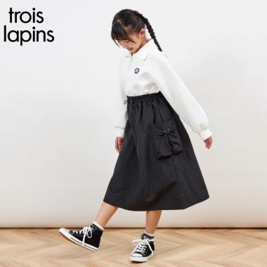 troislapins ハーフジップドッキングカーゴワンピース(140～160)