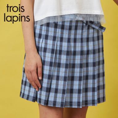 ウエストレースチェックプリーツスカート
