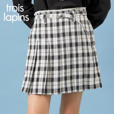 ウエストレースチェックプリーツスカート