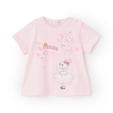 日本製/桜mimi半袖Tシャツ(80-90cm)