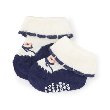 日本製/折り返しスカラップリボンシューズソックス