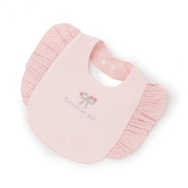 肩フリルつきリボン刺しゅうスタイ