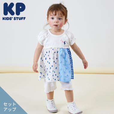 ローンプリント＆レース 縦接ぎチュニックセット