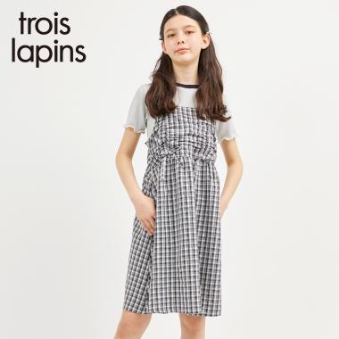 trois lapins (トロワラパン) ダブルギャザー キャミワンピ