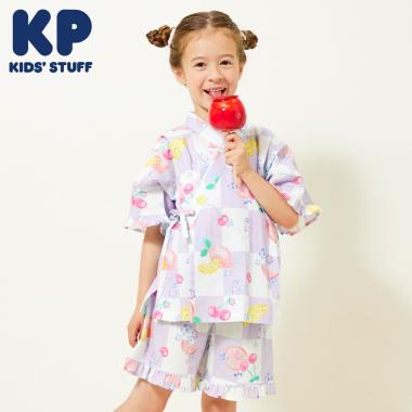 甚平 市松×フルーツ柄