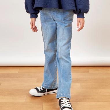 ハイウェスト セミフレア ストレッチデニムパンツ