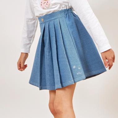 ニットデニム プリーツ ラップキュロット