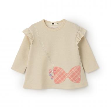 ポシェット風アップリケ ラメ裏毛チュニック