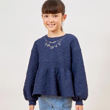 花ジャカード ペプラム トレーナー