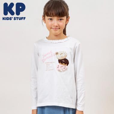 ドーナツ柄アップリケ 長袖Tシャツ