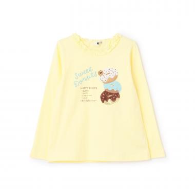 ドーナツ柄アップリケ 長袖Tシャツ