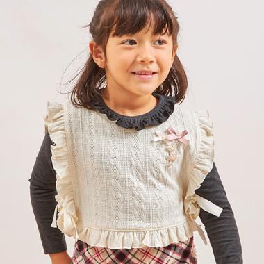 ケーブル柄ジャカード ベスト