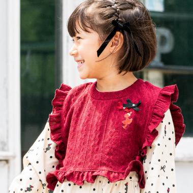 ケーブル柄ジャカード ベスト