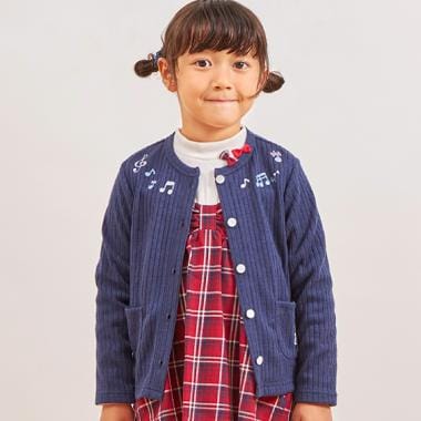 音符刺シュウ ワイドテレコ カーディガン