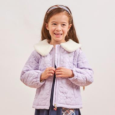 ボア衿 チェリーキルトタフタ ジャケット