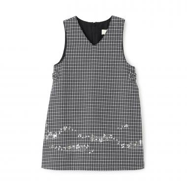 音符刺シュウ チェックジャンパースカート