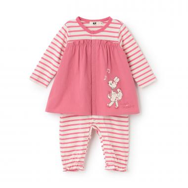 mimiちゃんボーダ- セットアップ風 カバーオール