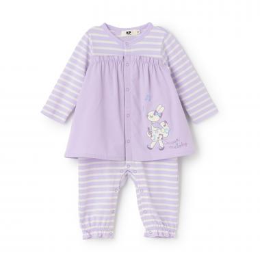 mimiちゃんボーダ- セットアップ風 カバーオール