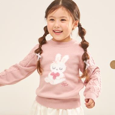 mimiちゃん 袖ケーブル セーター 【ウォッシャブル】