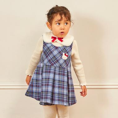 Wジャカードチェック ベビーセット 【ティペット付き】