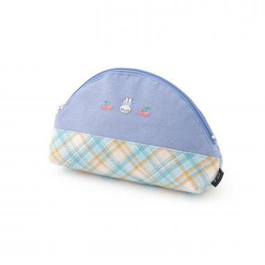 先染チェック×ダンガリー ポーチ