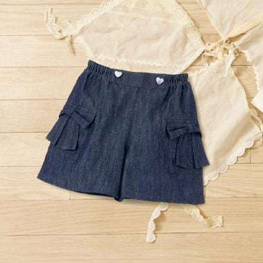 リボンポケット デニム キュロット