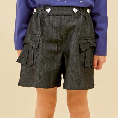 リボンポケット デニム キュロット