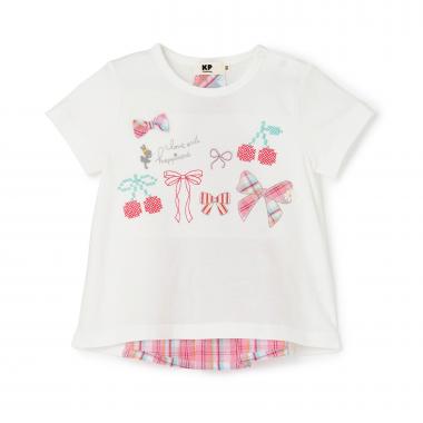 リボン×チェリーモチーフ 半袖チュニック