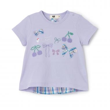 リボン×チェリーモチーフ 半袖チュニック