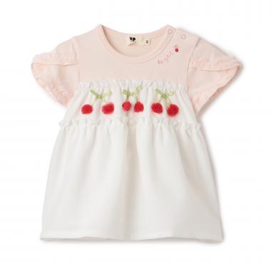 チェリーモチーフ ストライプ 半袖チュニック