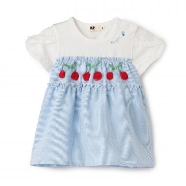 チェリーモチーフ ストライプ 半袖チュニック