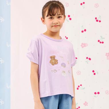 【Trois Lapins】 くまグラフィック Tシャツ