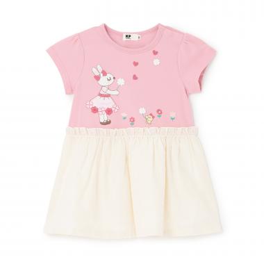 天竺×綿レース クローバー柄 ワンピース