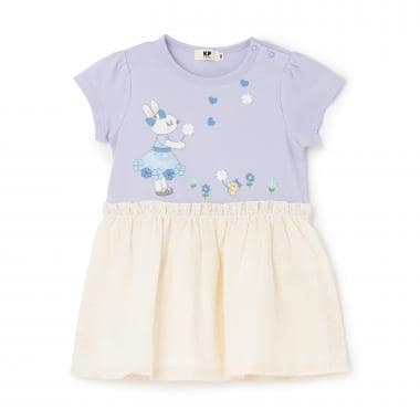 天竺×綿レース クローバー柄 ワンピース