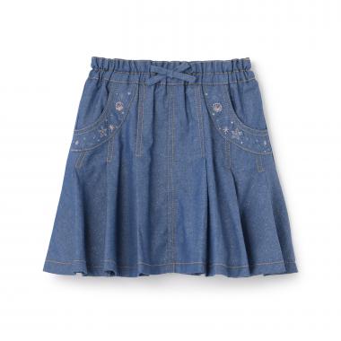 ラメデニム ボリュームタック スカート