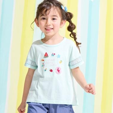 レース切り替え袖 Tシャツ