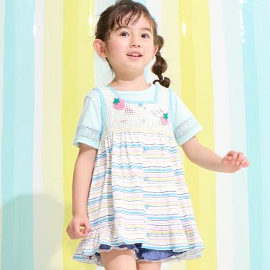 メッシュ×ボーダー　mimiちゃん編みモチーフ付きベスト
