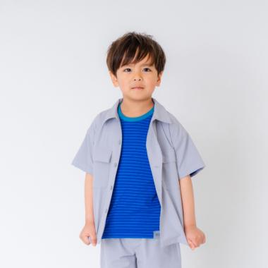 ストライプサッカー半袖シャツ