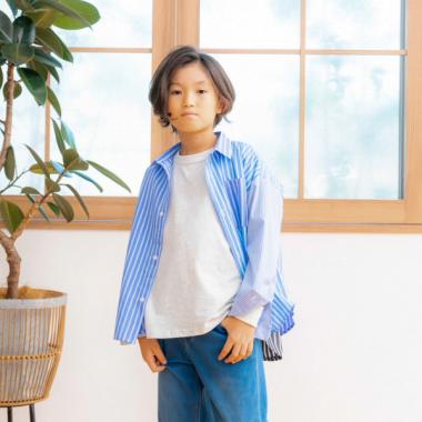 ストライプビッグシルエット長袖シャツ