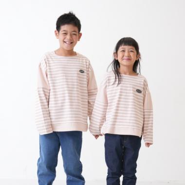 【親子リンク】kidsボーダー肩切替ビッグロンT