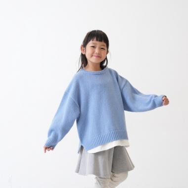 【親子リンク】洗濯機可 Kids裾レイヤードニット